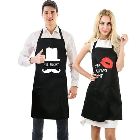 Couple Apron-Uarter 2 Pieces/set Couple Apron Set Cotton Couples Kitchen Aprons Gift Mr. Right & Mrs. Always Right Gift for Valentine's Day Wedding Day Anniversary and (Best Western Supply Uniforms)