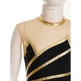 thumbnail image 5 of Manyakai Kids Girls Ice Skating Bodysuit Set Gymnastic Yoga Ballet Dance Suit Metallic Leotard with Gold&Black 6, 5 of 7