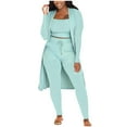 thumbnail image 3 of UPPADA Legging Outfits for Women 3 Piece Set,3 Piece Lounge Sets for Women Fall Outfit Pajama Sweatsuit Open Front Cardigan Crop Tank Tops Legs Pants Set Blue,L, 3 of 7