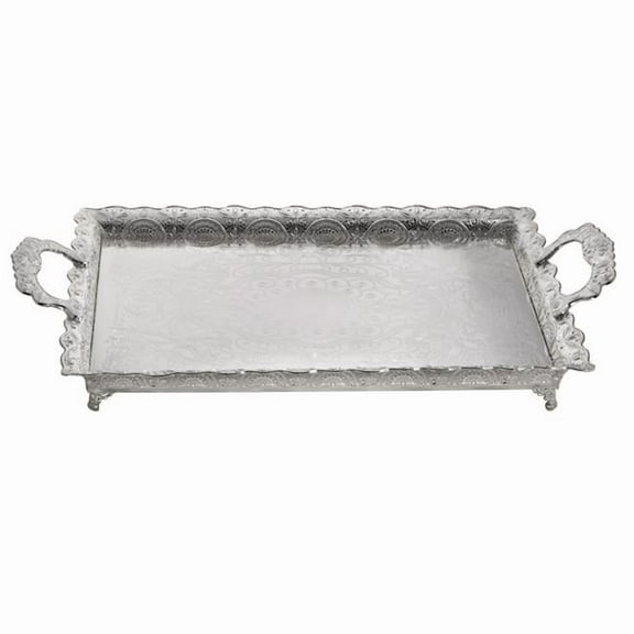 21.5 x 16 in. Filigree Silver Plated Large Tray for Candles