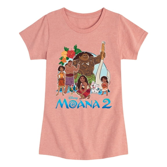 Moana 2 - Moana Group - Girl's Toddler And Youth Fitted Short Sleeve Graphic T-Shirt