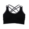 thumbnail image 1 of Mujer Yoga Fitness Stretch Entrenamiento Camiseta sin mangas Sin costuras Racerback Acolchado Sujetador deportivo (Gris M), 1 of 4
