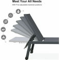 thumbnail image 3 of PURPLE LEAF Oversize Outdoor Chaise Lounge Set of 3， Dark Grey Aluminum Lounge Adjustable Chairs with Wheels and Table for Patio Deck Pool Yard,Dark Grey, 3 of 10