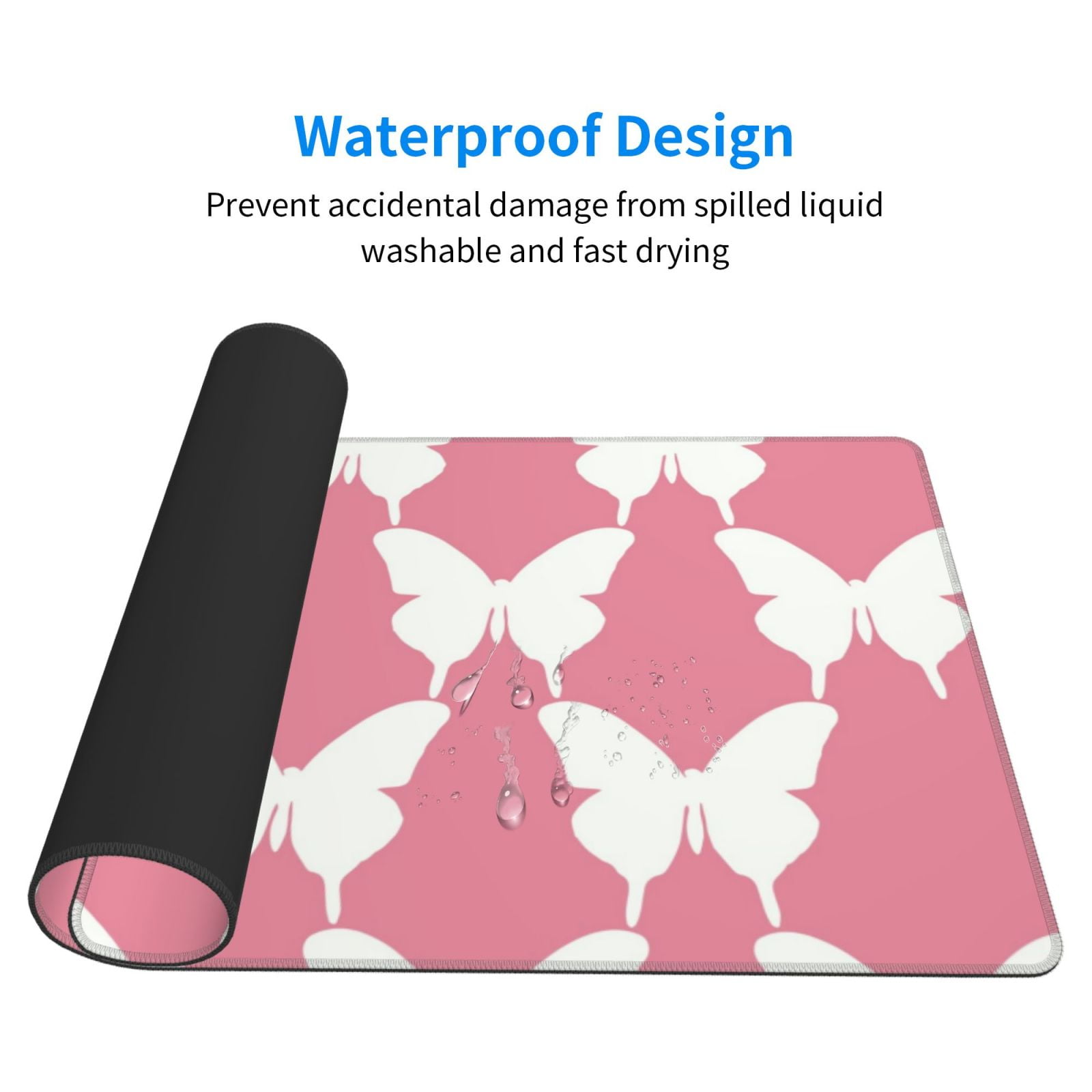 Rateoe Butterfly 2 Print Mouse Pad - Extended Large Gaming Mousepad,Non-Slip Stitched Edge,16x29.5 Inch