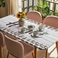 thumbnail image 3 of Spring Flowers Table Cloths for 6 Foot Rectangle Tables, Farmhouse Watercolor Black Plaid Wood Grain Patio Waterproof Elastic Fitted Tablecloths, Washable Rectangular Table Cover for Camping, 3 of 8