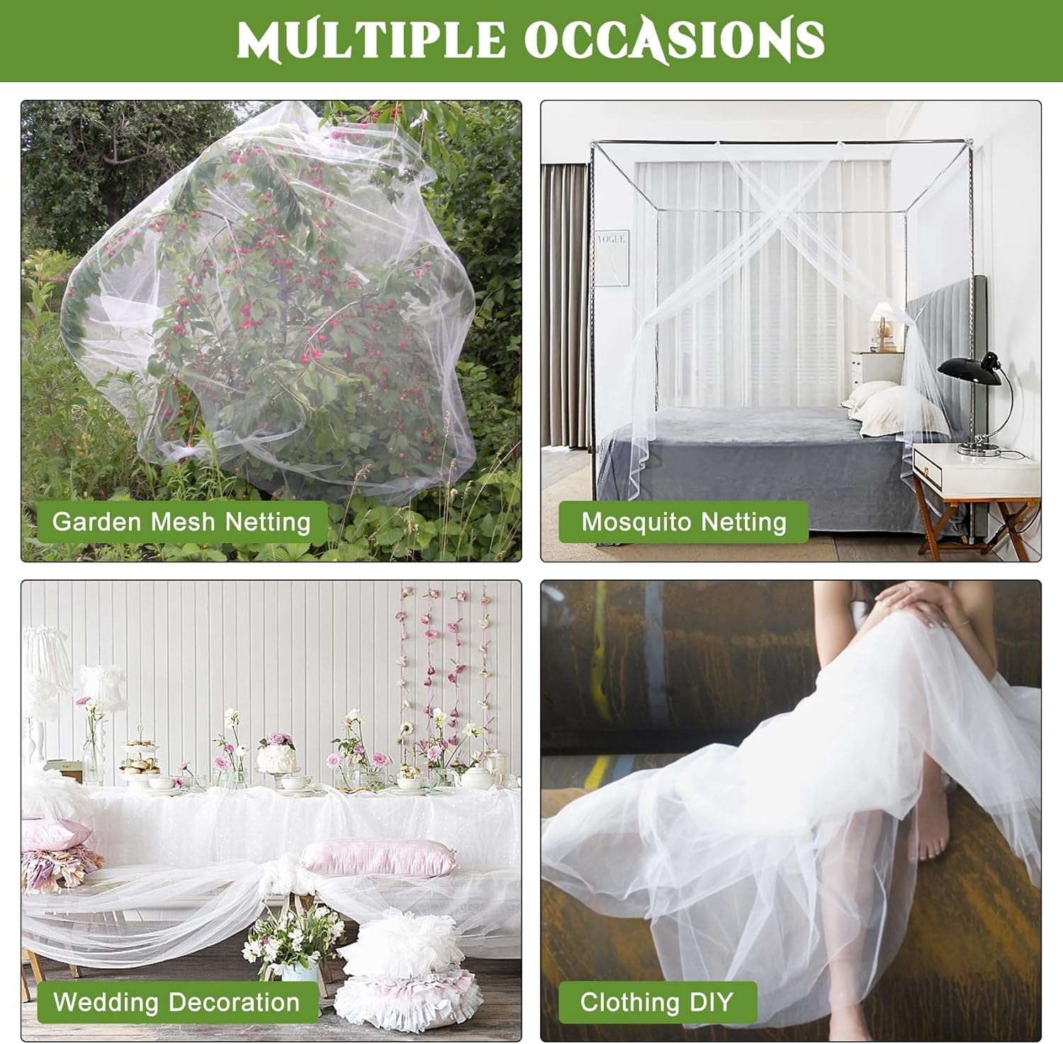 39 x 10 Ft Breathable Garden Mesh Netting, Multipurpose Insect and Bird Barrier Net, Outdoor Mosquito Protection Cover for Patio, Vegetables, Fruits and Garden Plants