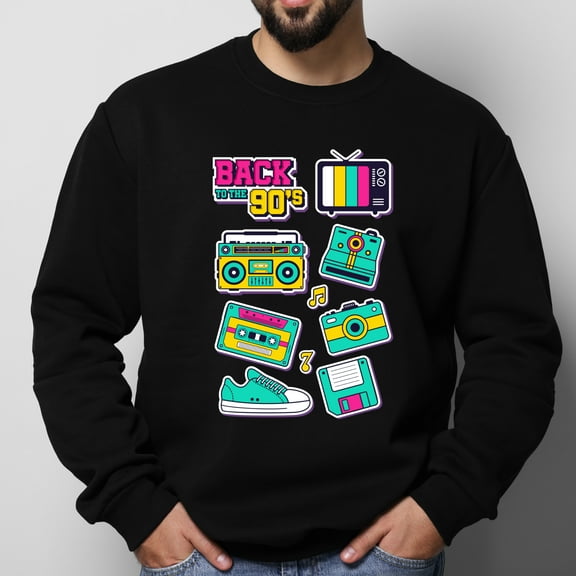 Set Sticker Back To The 90's Design Design Originals Crewneck Sweatshirt,Sizes S-2XL