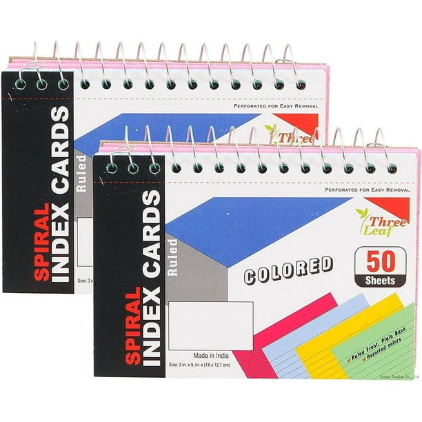 2Pack Spiral Bound Colored Index Card Books, 3X5Inch, Ruled