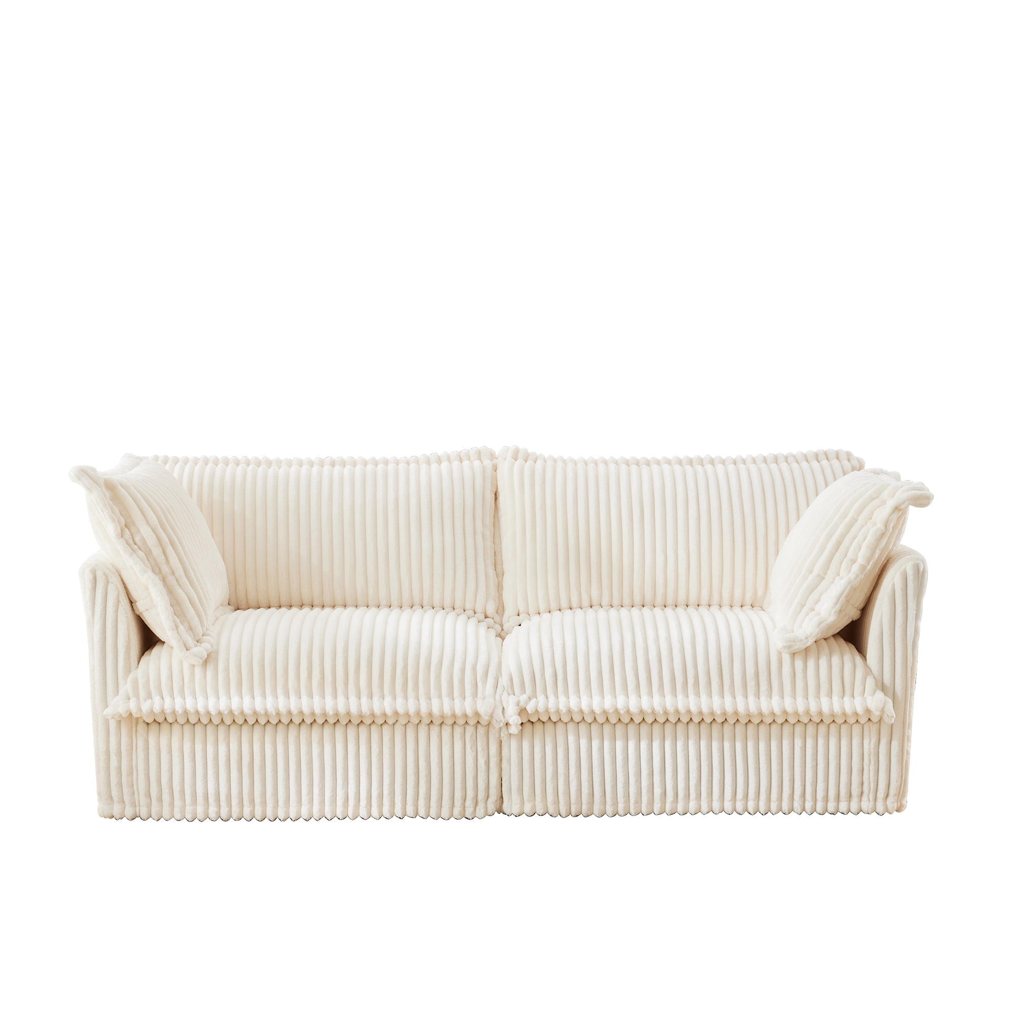 Gewnee Modern Corduroy Deep Seat Loverseat Seational Sofa Couches ,Comfy Cream Corduroy Sofa Couch for Small Space, Living Room,Apartment