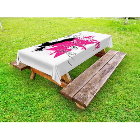 

Girls Outdoor Tablecloth Lady Face with Makeup Simple Design Inspirational Vogue Fashion Theme Art Decorative Washable Fabric Picnic Tablecloth 58 X 104 Inches Black Pink Pale Grey by Ambesonne