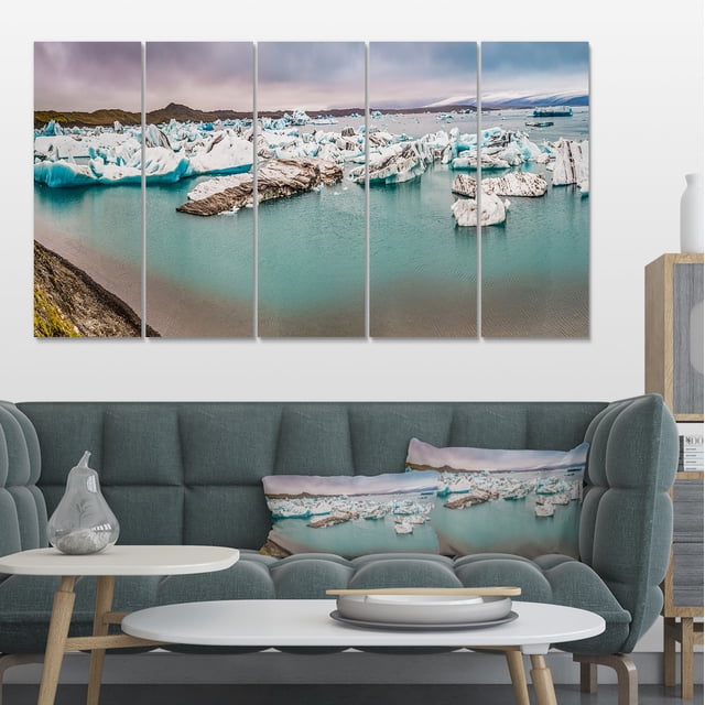 Panorama du Lac Plein d'Iceberg - Impression sur Toile Paysage