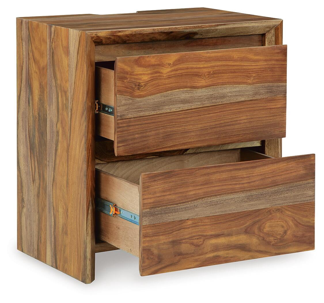 Signature Design by Ashley Dressonni 2 Drawer Nightstand with USB Charging, Brown