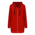 thumbnail image 4 of Wangmeiwg Women's Sweatshirts Women's Long Hooded Jacket Winter Warm Zip Up Coat Casual Street Outerwear For Fall And Cold Weather Red L, 4 of 6