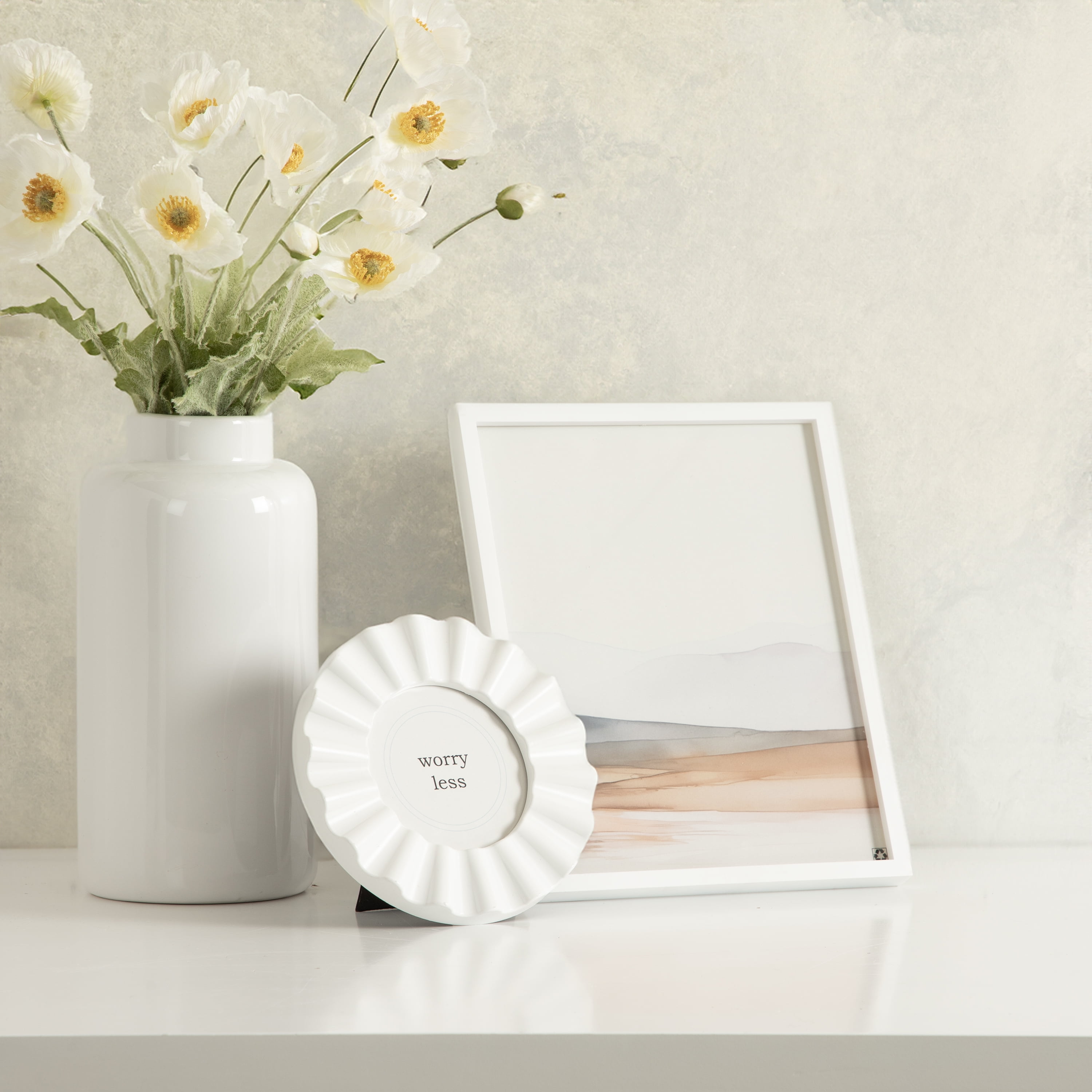 (3 pack) DesignOvation 4x4 Frilly White Decorative Tabletop Picture Frame