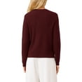 thumbnail image 3 of INSPIRE CHIC Women's Button Down Cardigan Sweater Crewneck Long Sleeve Knit Ribbed Jacket XL Dark Red, 3 of 5