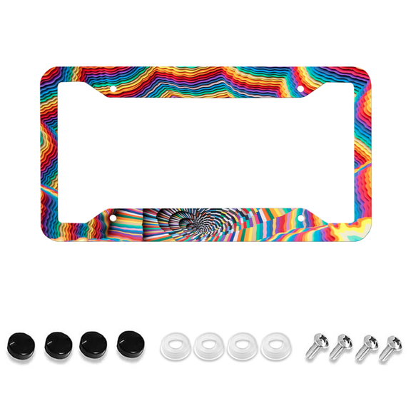 Colorful License Plate Holder, Wavy Colored License Plate Frame, Colored Stepped License Plate Holder, Front License Plate Cover, Car Accessories 4-Hole With Screws, 1 Piece, 12x6 inch