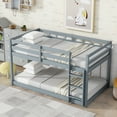 thumbnail image 4 of Harper & Bright Designs Solid Wooden Bunk Bed Twin over Twin with Ladder, Twin Floor Bunk Bed Frame for Bedroom, Grey, 4 of 10