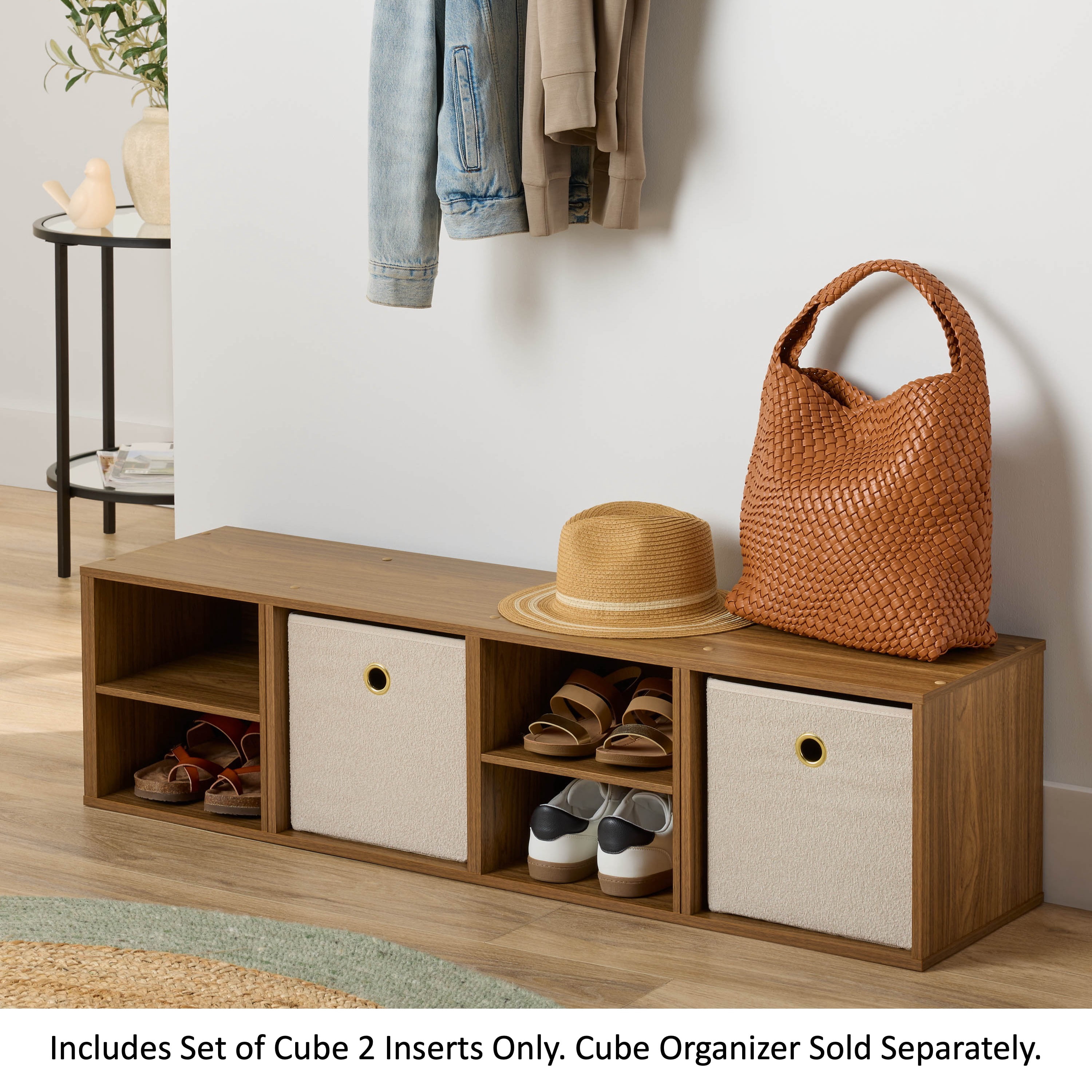 Mainstays Cube Storage H Inserts, Set of 2, Warm Walnut