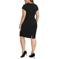 thumbnail image 3 of Agnes Orinda Women's Plus Size Work Dress Square Neck Short Sleeve Back Zipper Sheath Bodycon Formal Business Office Pencil Dress 1X Black, 3 of 5