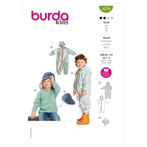 Burda Sewing Pattern 9279 Onesies, Headwear 86-110