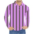 thumbnail image 2 of Aueoeo Shirt For Men Long Sleeve Button -Down Shirts Line Printing Shirt Color Blocks Shirt Casual Vacation Beach Tops Purple XL, 2 of 5