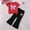 Red, variant on Girls Summer Outfit Sets Short Sleeve, Short Sleeve 2 Piece Printed Kids' Clothing Sets Purple Size 6-7 T