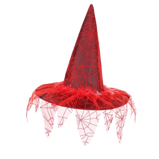 Sombreros de bruja de Halloween, accesorios de disfraz de cosplay, sombrero de hechicera de mago para foto Rojo