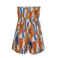 thumbnail image 5 of Summer Strapless Romper for Women Casual Graphic Print Short Jumpsuit with Pocket Stretchy Wide Leg Onesie Playsuit, Orange, L, 5 of 7