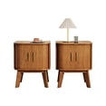 thumbnail image 6 of Pusnapku Nightstand Set of 2, Wood End Table with Storage and Sliding Door, Modern Curved Side Desk, Small Bedside Table for Bedroom, Living Room, 6 of 9
