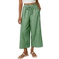 thumbnail image 2 of Mifsaly Plaid Crop Pants for Women Drawstring Elastic Waist Wide Leg Capris Lightweight Flowy Beach Vacation Casual Wear Outfits 2026 Green,XL, 2 of 6