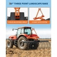 thumbnail image 1 of EastVita 50Inch 3 Point Hitch Tractor Rake, Cat 0-1 Landscape Rake with 360° Rotation, Replaceable Spring Steel Tines, Orange, 1 of 7