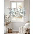 thumbnail image 2 of Vintage Teal Sheer Curtains 45 inches Long 2 Panels Set Brown Wildflowers Leaves Abstract Botanical Tiers Sheers Rod Pocket Small Window Short Curtains for Kitchen Cafe, Each 52" W x 45" L, 2 of 7