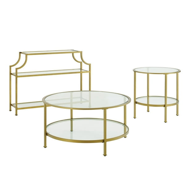 Crosley Furniture Aimee 3 Piece Set Console Coffee Side Table Com Crosley Furniture Aimee 3 Piece Set, Coffee Table Console Table Set