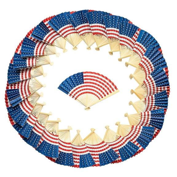 USA Flag Folding Hand Fans Bulk 120 Pc