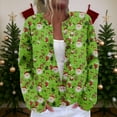thumbnail image 5 of Women's Cardigan Long Sleeve Lightweight Fun Christmas Print Jacket with Button Front for Holiday Fashion and Casual Wear,Light Green,L, 5 of 7
