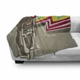 thumbnail image 3 of Jukebox Soft Flannel Fleece Throw Blanket, Antique Vintage Retro Radio Party with Colorful Zig Zag Design Image, Cozy Plush for Indoor and Outdoor Use, 60" x 80", Pale Grey and White, by Ambesonne, 3 of 6