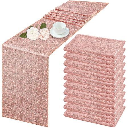 

10 Pack Sequin Table Runner 12 x 72 Rose Gold Sequin Table Cloth for Rectangle Tables Sparkle Table Covers for Wedding