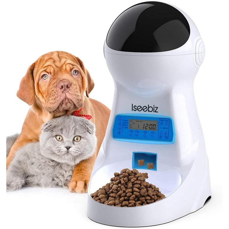 PETDIARY Automatic Dog & Cat Feeder, White, Medium 