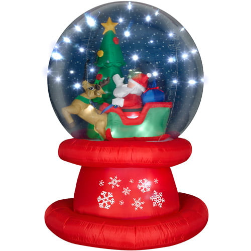 19cm Premier Musical Christmas Air Blown Snow Globe With Light in Red Colour