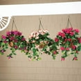 thumbnail image 4 of OakRidge Fully Assembled Artificial Fuchsia Hanging Basket, Pink – Polyester/Plastic Flowers in Metal/Coco Fiber Liner Basket for Indoor/Outdoor Use, 4 of 5