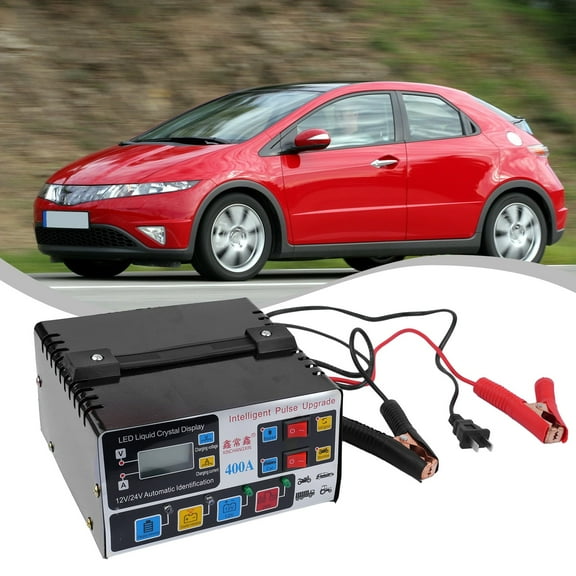 1x Car Battery Charger Fully Automatic High Frequency Intelligent Pulse Repair LCD 12v 24v 400A 220W Car Accessories