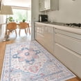thumbnail image 4 of 3x5 Retro Floral Medallion Area Rug -Bedroom Rug Soft Throw Printed Bathroom Kitchen Entry Foyer Mat, Vintage Non-Slip Washable Carpet for Front Door Laundry Room Bath Office-PinkBlue, 4 of 9