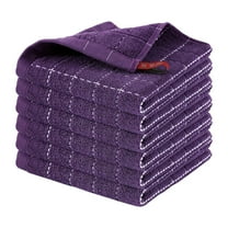 Yum Time Cleaning Cloth,Kitchen Dish Towels,Pure Cotton Checkered Absorbent Thickened Rag Purple A,Wipes,A Thick Dishcloth