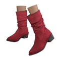 thumbnail image 3 of WEAIXIMIUNG Bottes-Chaussettes Femme Bottes Mode Automne et Hiver en Suède Mi-Mollet Bottes Confortables au Tempérament, 3 of 7