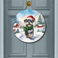 thumbnail image 2 of Hello Winter Schnauzer Frosty Morning Walk Welcome Snowy Christmas Round Wood Sign Miniature Schnauzer Dog Lover Hanging Wall Home Decor - 02018, 2 of 5