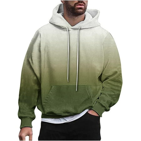 ZCFZJW Mens Tie Dye Gradient Print Athletic Hoodie Tops Lightweight Casual Drawstring Long Sleeve Hooded Pullover Sweatshirts Fashion Coat Outwear with Pocket Multicolor XXXXL