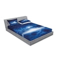 thumbnail image 2 of Night Fitted Sheet & Pillow Sham Set, Heavenly Majestic Galaxy View Falling Stars Celestial Cosmos, Decorative Printed 6 Piece Bedding Decor Set, Calking, Navy Blue White Indigo, by Ambesonne, 2 of 3
