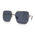 thumbnail image 4 of Womens Oversized Rectangle Butterfly Metal Rim Luxury Fashion Sunglasses Gold - Black, 4 of 8
