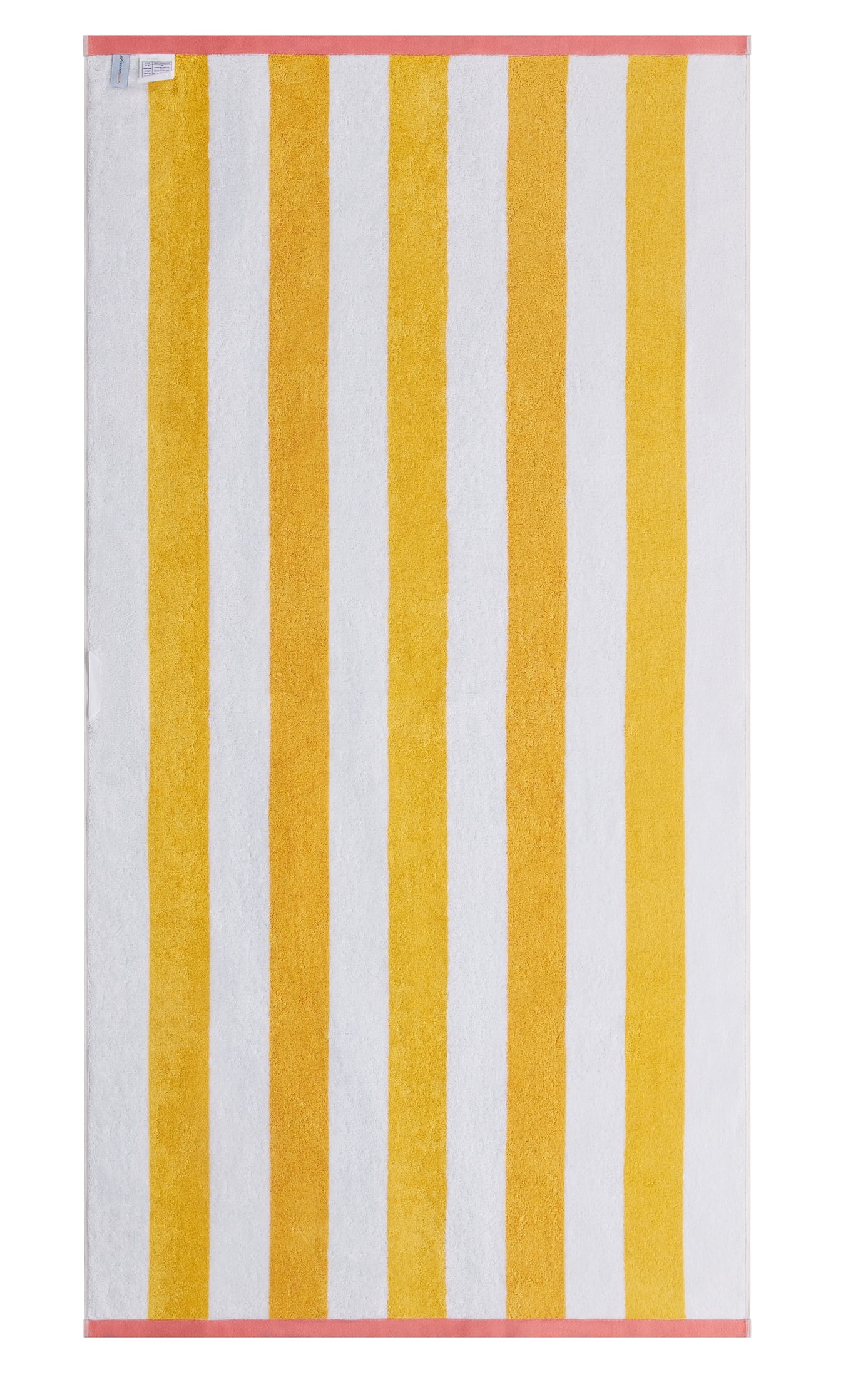 Better Homes & Gardens Cabana Stripe Oversized Beach Towel, 72" x 38", Pink and Yellow