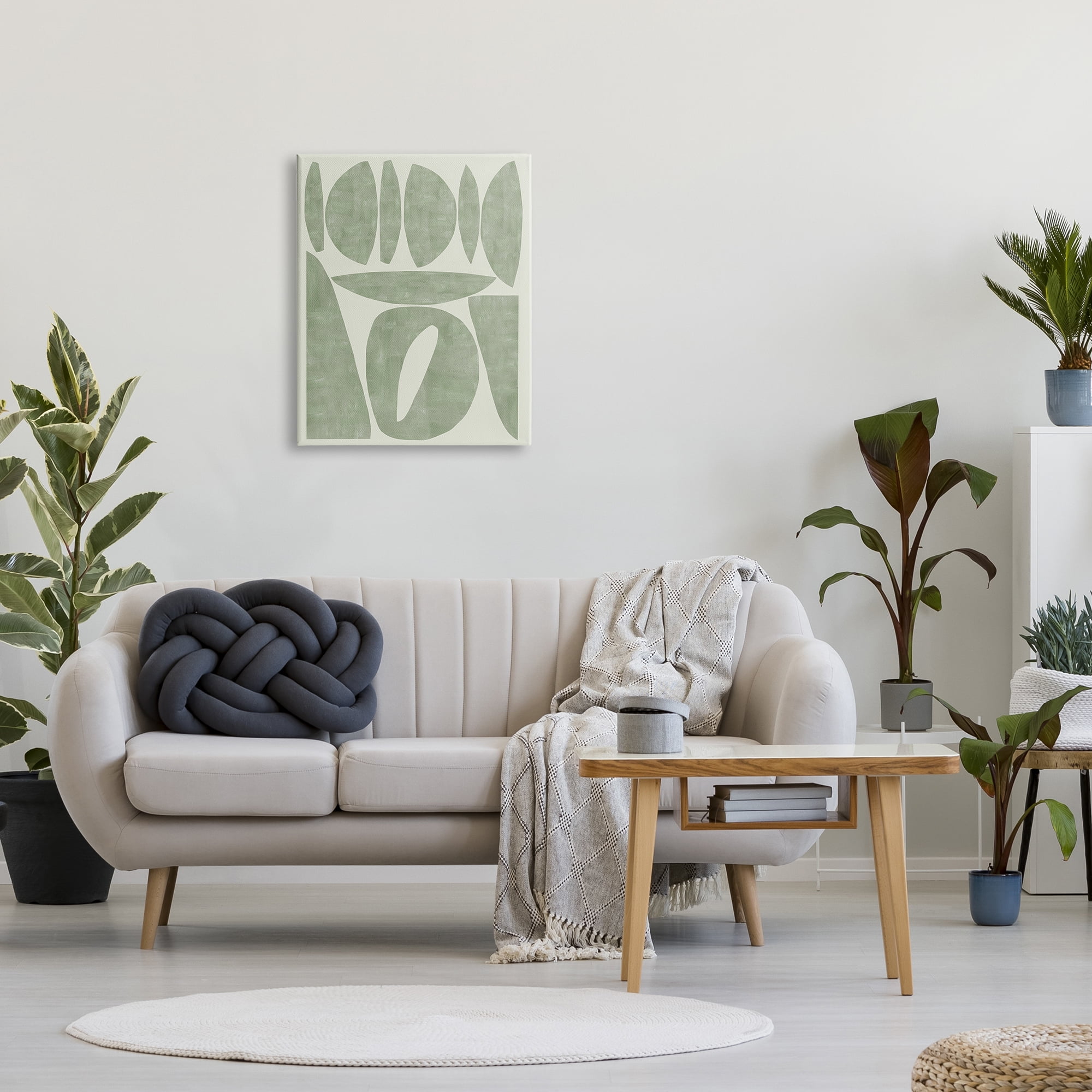 Stupell Industries Modern Green Shapes Abstract Painting Gallery Wrapped Canvas Art Print Wall Art, 24 x 30